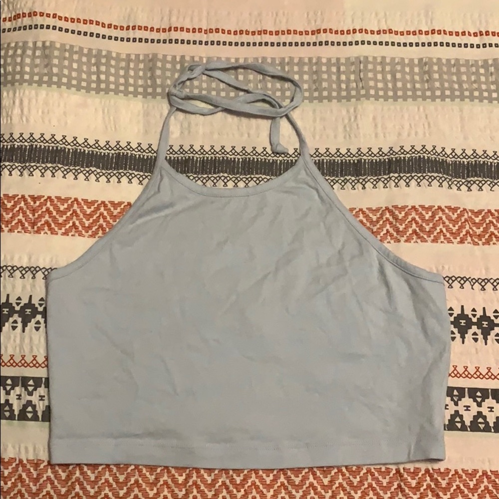 Baby blue Cropped halter top